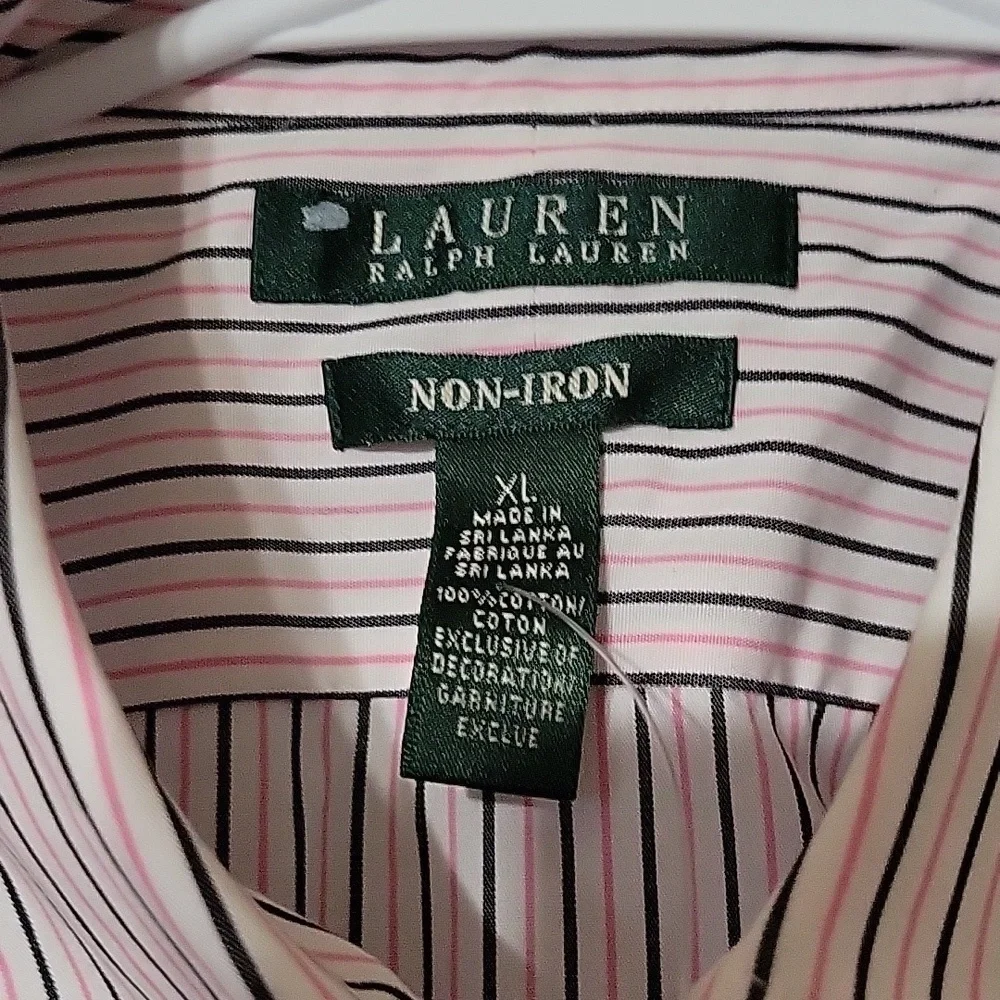 LAUREN RALPH LAUREN Classic Fit Long Sleeve Button Down‎ Striped Non-Iron XL